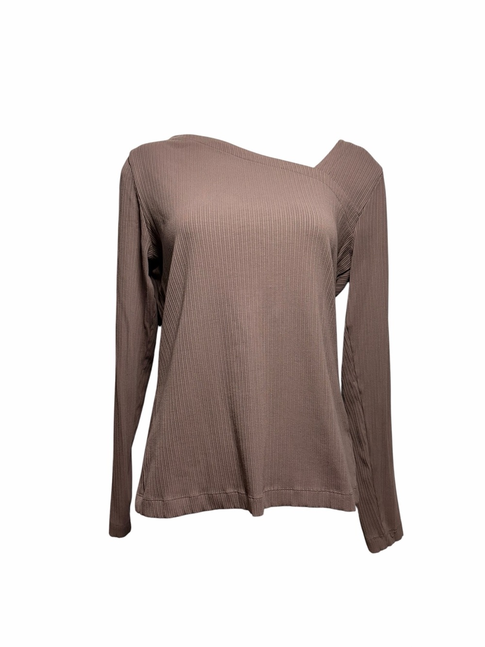 Spanx Asymmetric Neck Rib Long Sleeve Blouse Size Large